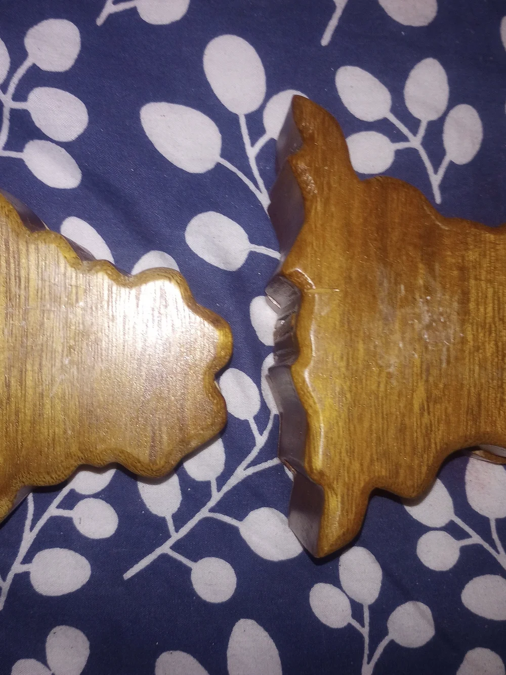 Two Handmade Puzzle Wooden Frog Trinket Boxes